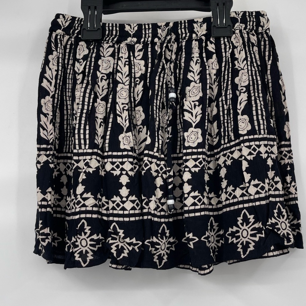 Raga nwt anthropologie black white floral mini viscose skirt